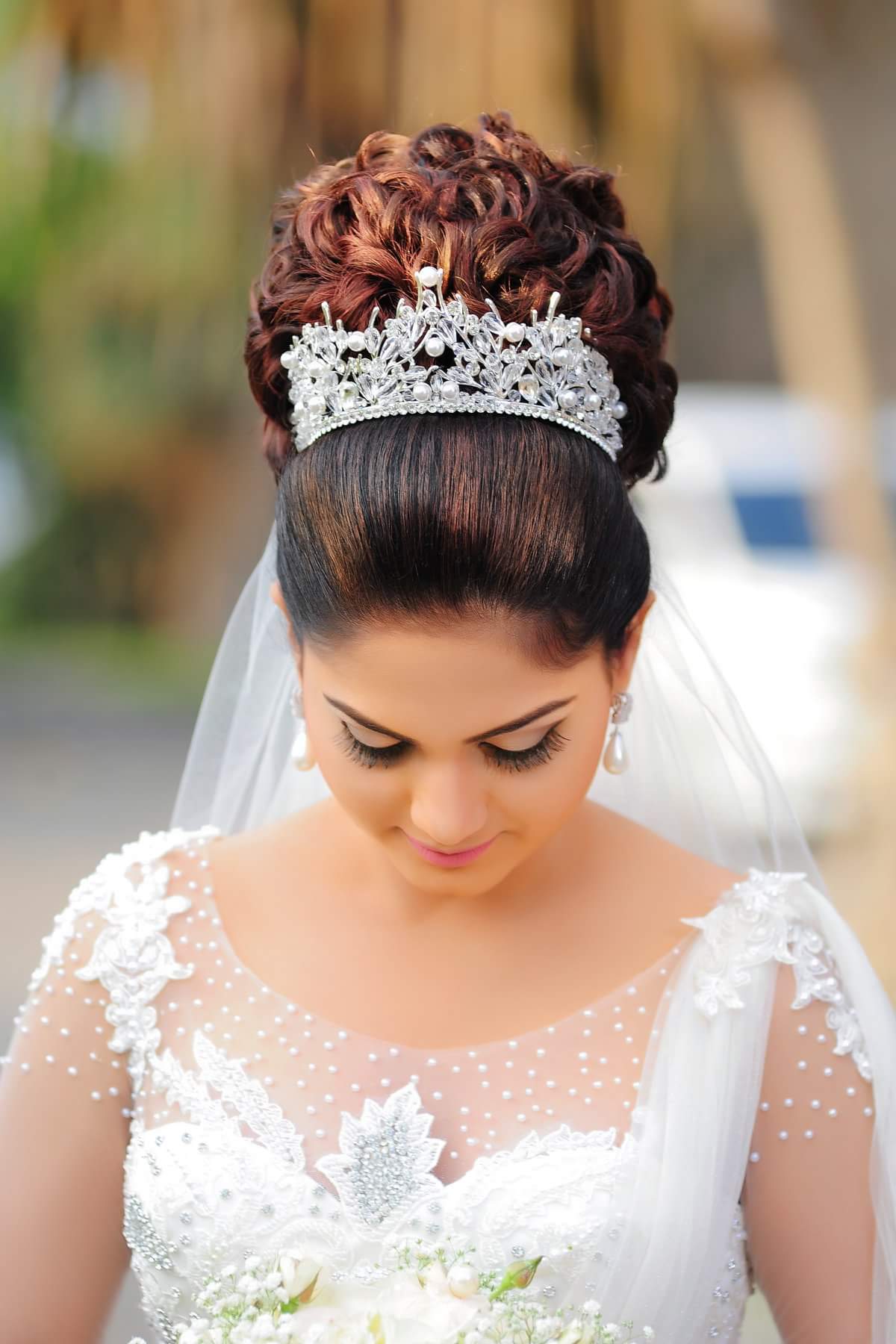 Elegant woman in satin dress